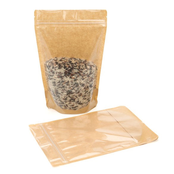 Stand Up Pouches Kraft 14.9x8.9x23.2cm with Window | 312 grams (100 pieces) [ZBGKC7]