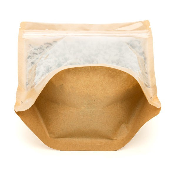 Stand Up Pouches Kraft 14.9x8.9x23.2cm with Window | 312 grams (100 pieces) [ZBGKC7]