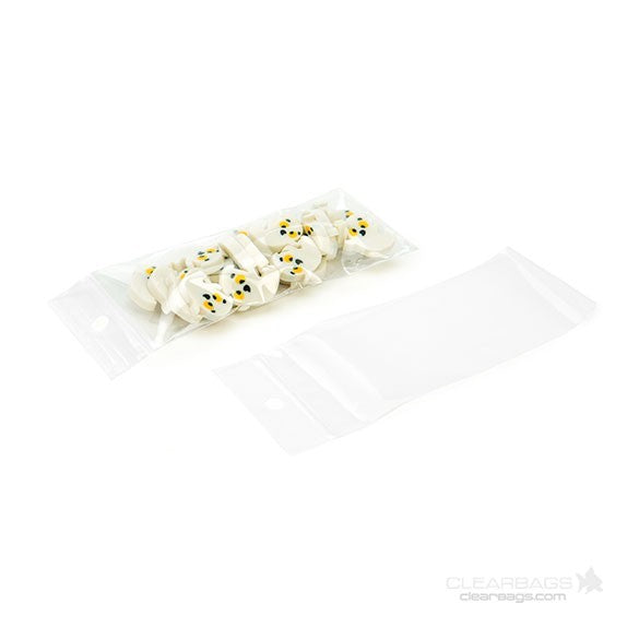 Grip Seal Bags with Hang hole 4.5x10cm Crystal Clear PP 50 micron (100 pieces) [ZR13Q4]