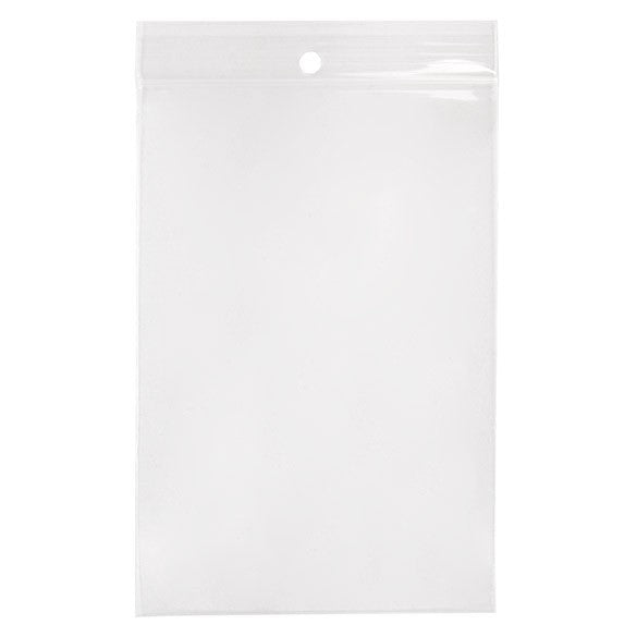 Grip Seal Bags with Hang hole 10x15cm Crystal Clear PP 75 micron (100 pieces) [Z3R46]
