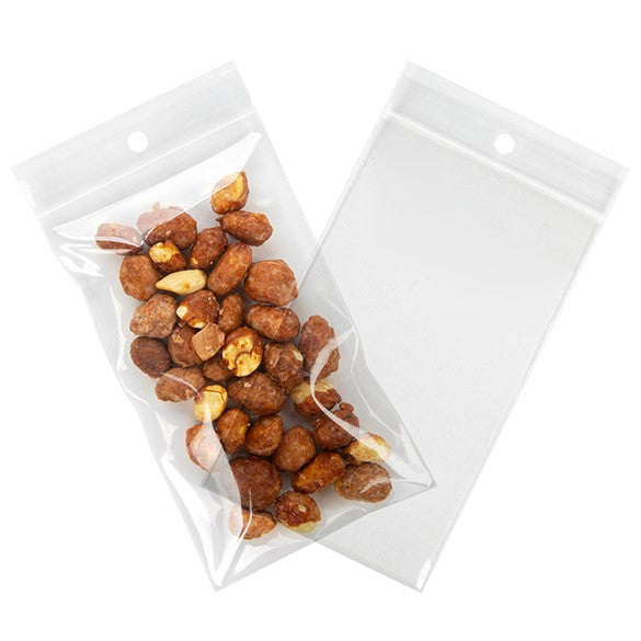 Grip Seal Bags with Hang hole 7.5x12.5cm Crystal Clear PP 100 micron (100 pieces) [Z4R35]