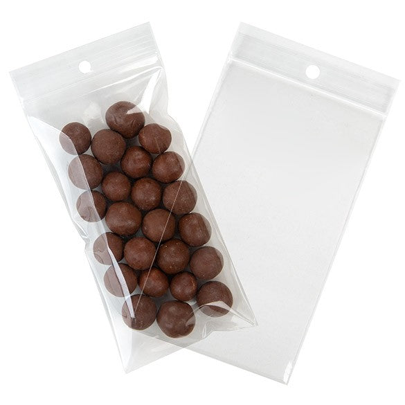 Grip Seal Bags with Hang hole 7.5x15cm Crystal Clear PP 100 micron (100 pieces) [Z4R36]