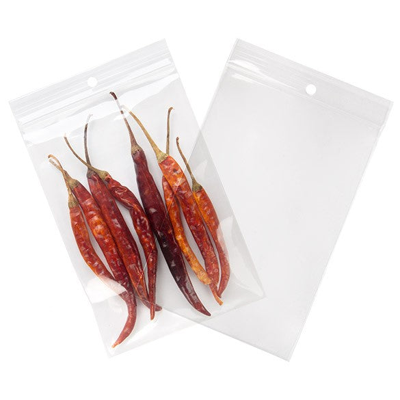 Grip Seal Bags with Hang hole 10x15cm Crystal Clear PP 100 micron (100 pieces) [Z4R46]