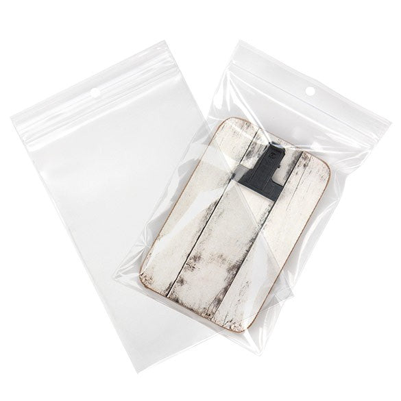 Grip Seal Bags with Hang hole 10x15cm Crystal Clear PP 100 micron (100 pieces) [Z4R46]