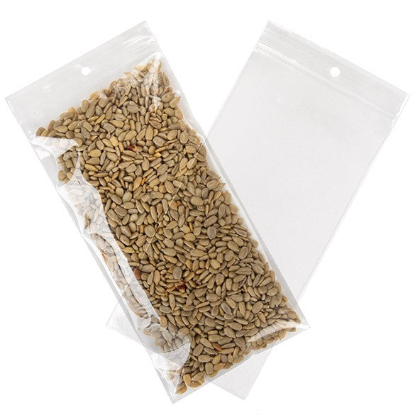 Grip Seal Bags with Hang hole 10x20.5cm Crystal Clear PP 100 micron (100 pieces) [Z4R48]