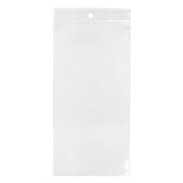 Grip Seal Bags with Hang hole 10x20.5cm Crystal Clear PP 100 micron (100 pieces) [Z4R48]
