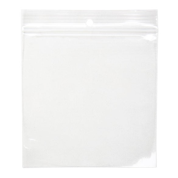 Grip Seal Bags with Hang hole 10x10cm Crystal Clear PP 50 micron (100 pieces) [ZR44]