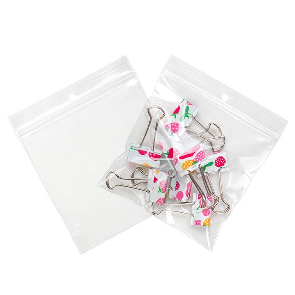 Grip Seal Bags with Hang hole 10x10cm Crystal Clear PP 50 micron (100 pieces) [ZR44]