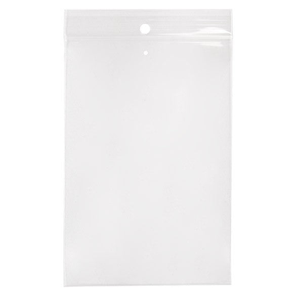 Grip Seal Bags with Hang and Vent-hole 10x15cm Crystal Clear PP 50 micron (100 pieces) [ZR46V]