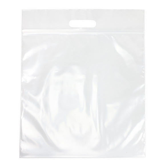Plastic Carrier Bags Transparent 33.6x33.6 + 6.4cm 75 micron with Grip Seal (100 pieces) [ZH13CL5]