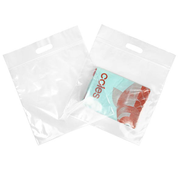 Plastic Carrier Bags Transparent 33.6x33.6 + 6.4cm 75 micron with Grip Seal (100 pieces) [ZH13CL5]