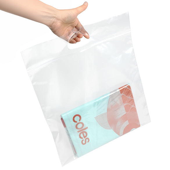 Plastic Carrier Bags Transparent 33.6x33.6 + 6.4cm 75 micron with Grip Seal (100 pieces) [ZH13CL5]