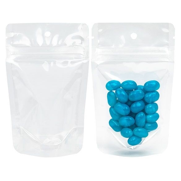 Stand Up Pouches Transparent 7.9x5.1x13cm laminated | 28 grams with hang hole (100 pieces) [ZBGCC1H]