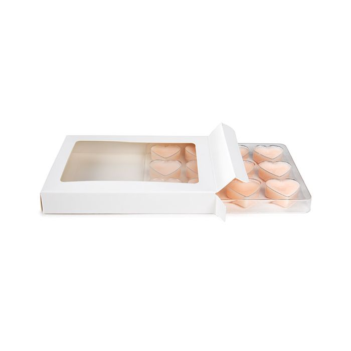 White Kraft Artisan Candy Box Set, Heart Insert 10.2x2.1x13.8 cm (25 pieces) [CNDYH270W]