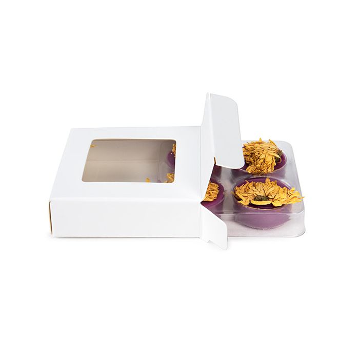 White Kraft Artisan Candy Box Set, Round Insert 7x2.1x6.8 cm (25 pieces) [CNDYR276W]
