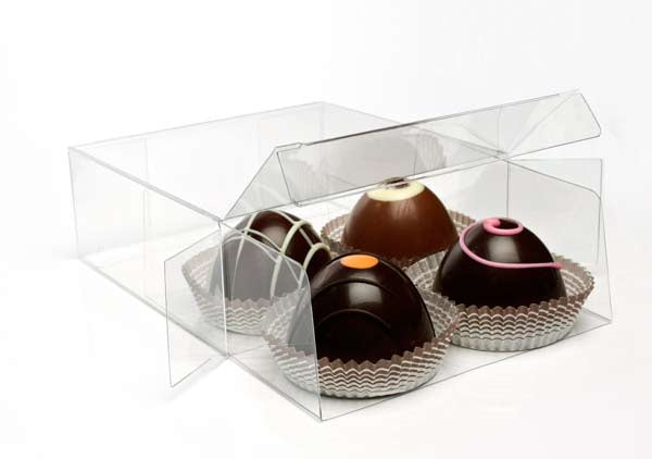 Plastic Gift Boxes for "chocolate" Truffels 10.8x4.1x10.8cm with Insert (100 pieces) [CNDY194]