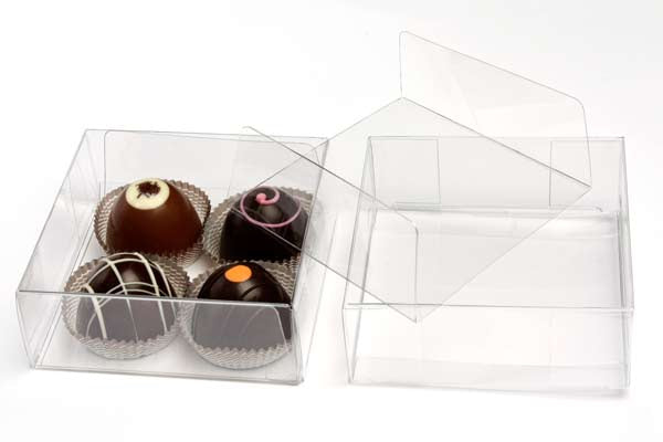 Plastic Gift Boxes for "chocolate" Truffels 10.8x4.1x10.8cm with Insert (100 pieces) [CNDY194]