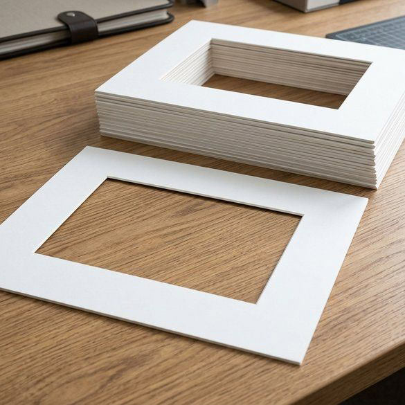 Mount Board bright White 19.1x24.1cm Window - Outer size 27.9x35.6cm Conservation Quality (25 pieces) [MS30027]