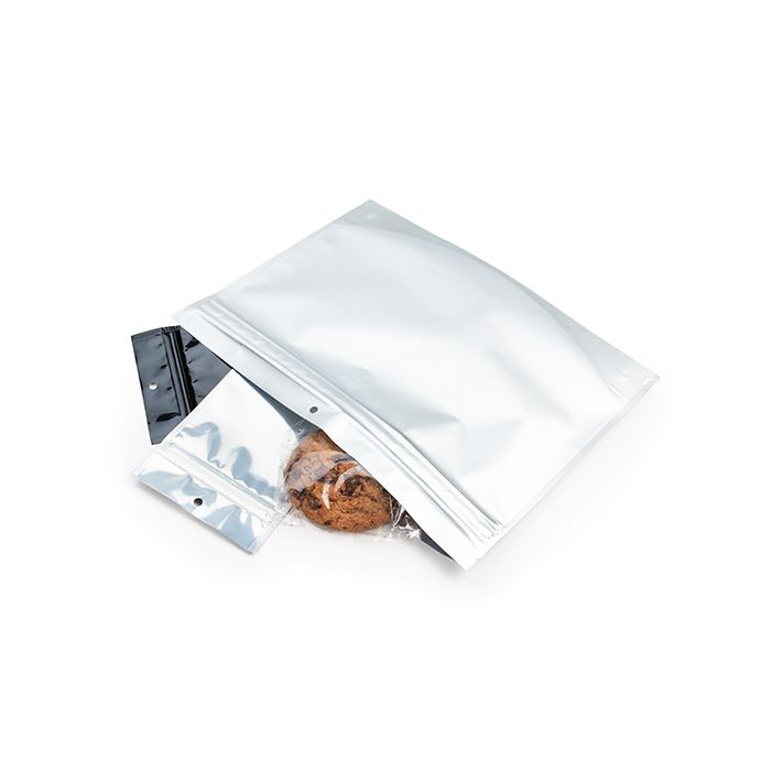 Matte Silver Child Resistant Pouch Bags 30,5x10x23 cm (100 Pieces) [CRP129MS]