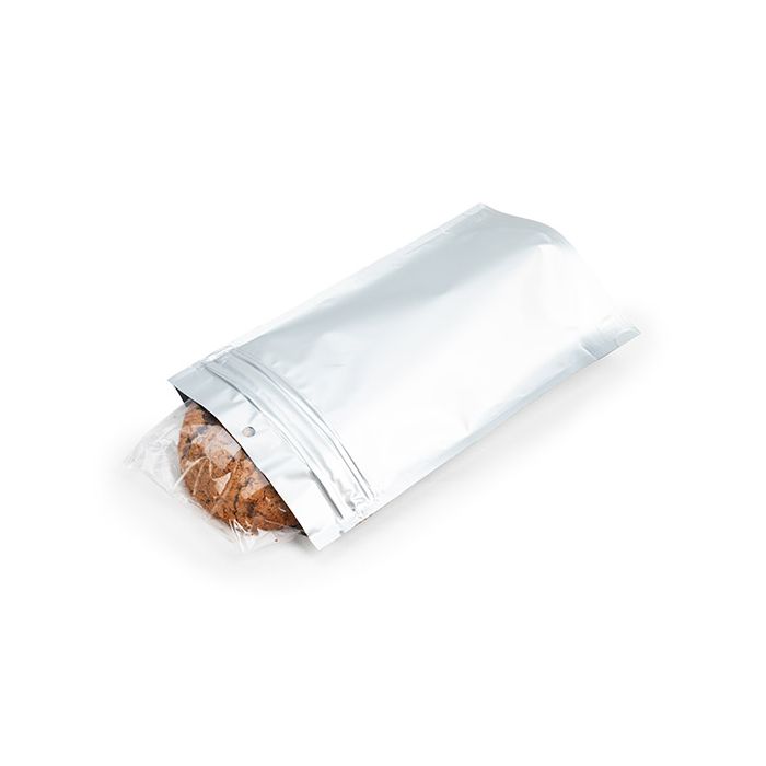 Child Resistant Pouch Bags Matte Silver 13x6,4x20,6cm