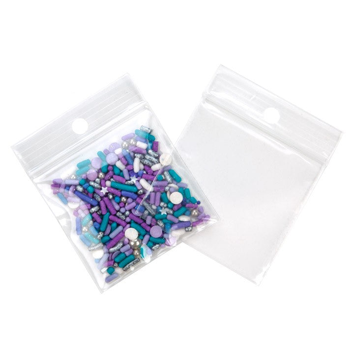 Grip Seal Bags with Hang hole 5x5cm Crystal Clear PP 75 micron (100 pieces) [Z3R22]