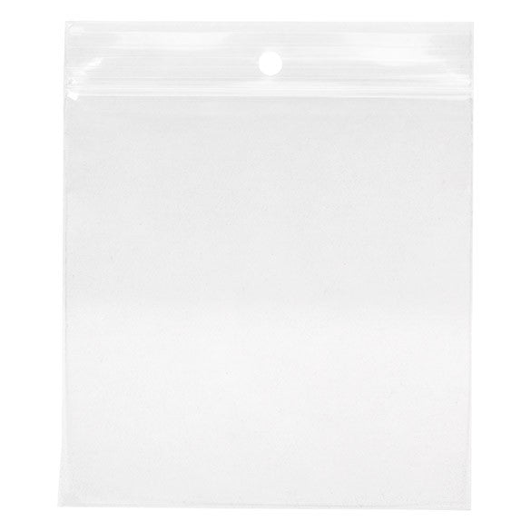 Grip Seal Bags with Hang hole 10x10cm Crystal Clear PP 75 micron (100 pieces) [Z3R44]