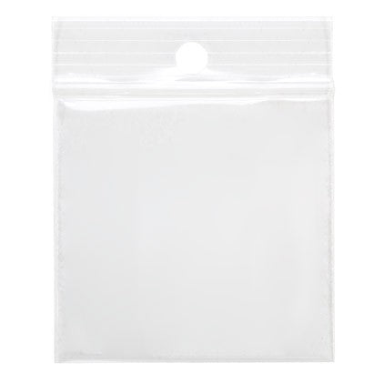Grip Seal Bags with Hang hole 5x5cm Crystal Clear PP 100 micron (100 pieces) [Z4R22]
