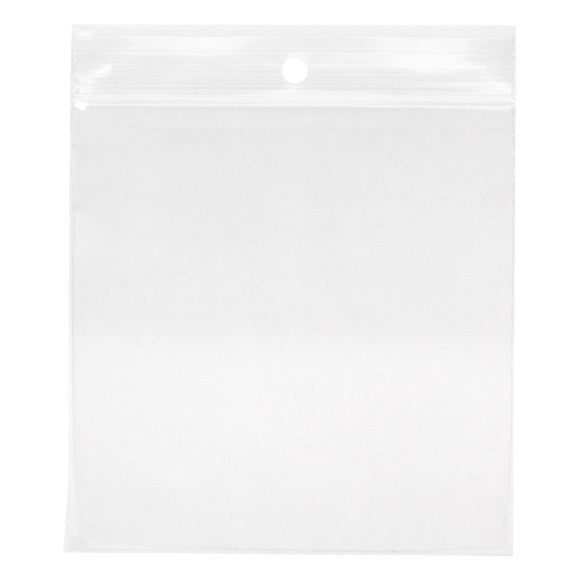 Grip Seal Bags with Hang hole 10x10cm Crystal Clear PP 50 micron (100 pieces) [ZR44]