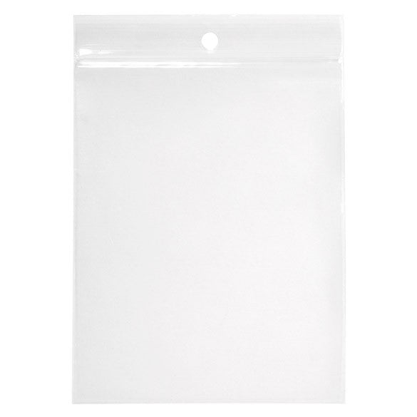 Grip Seal Bags with Hang hole 10x12.5cm Crystal Clear PP 50 micron (100 pieces) [ZR45]