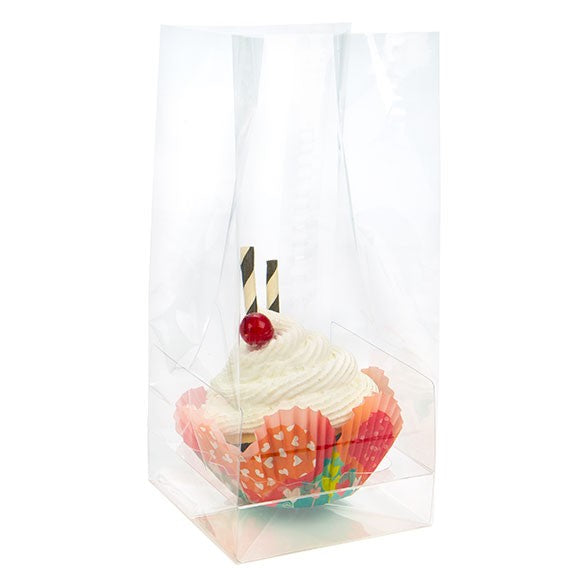 Bags Set for 2 Mini Cupcakes 12.7x5.7x12.7cm with White Insert (100 pieces) [CBG9]