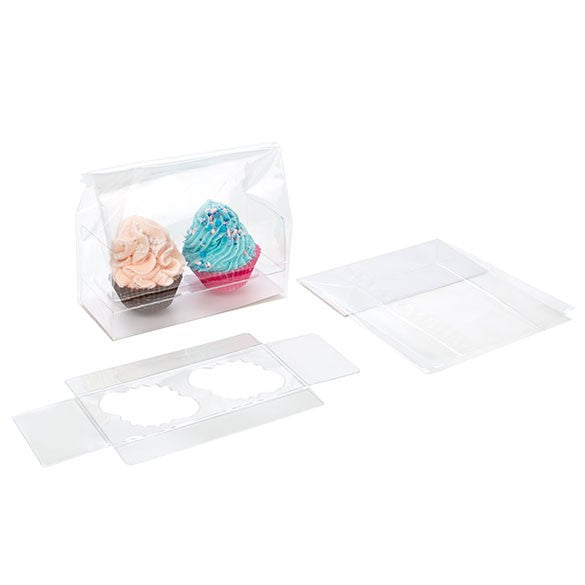 Bags Set for 2 Mini Cupcakes 12.7x5.7x12.7cm with White Insert (100 pieces) [CBG9]