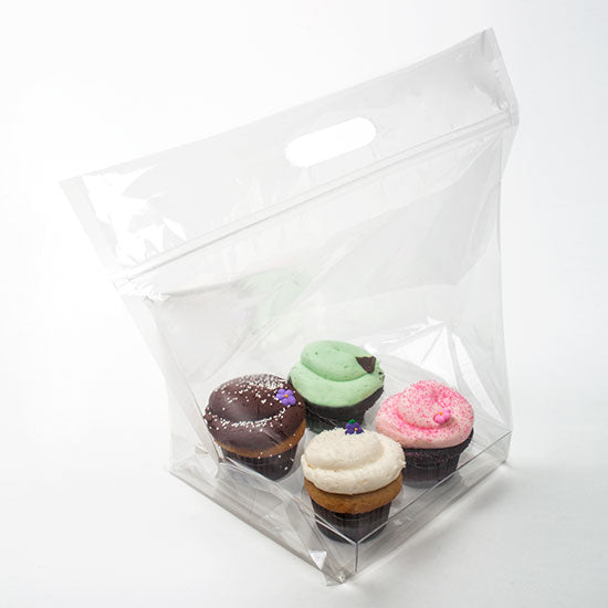 Carrier Bags for 2 Cupcakes 27.9x10.3x15.2cm with Grip Seal (100 pieces) [CZHB3]