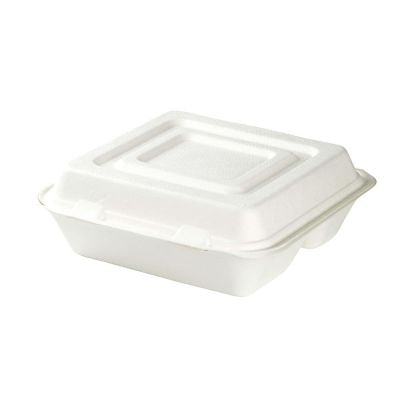 Menu Bin with Lid Sugarcane 3-Spaces 23.5x23.5x8 cm (250 pieces) [GB-DFC01338]