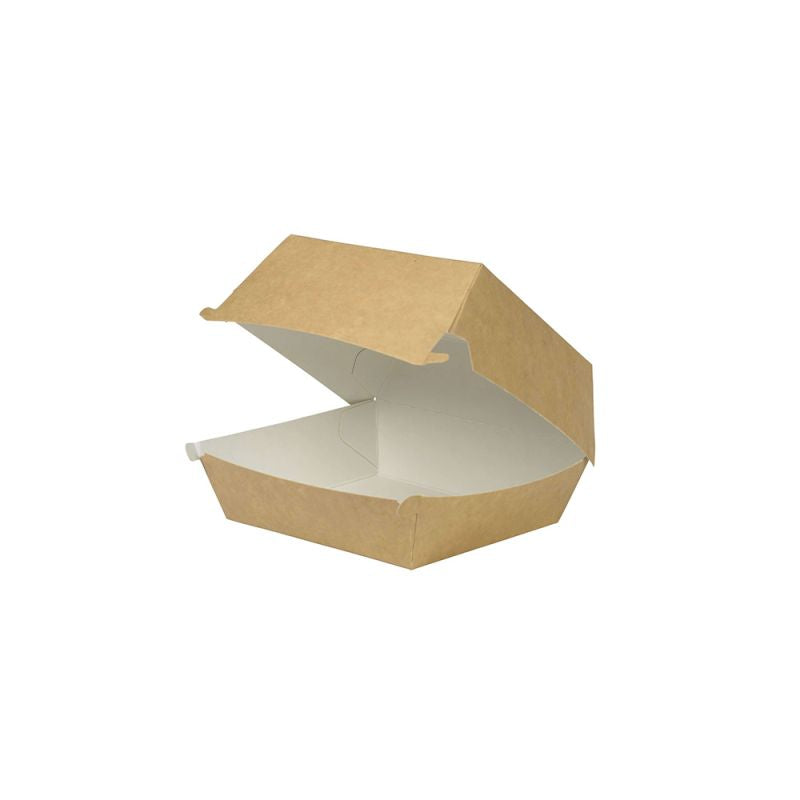 Take-away hamburger boxes Cardboard 11x11x8 cm Brown-White (300 pieces) [GB-DFC04270]