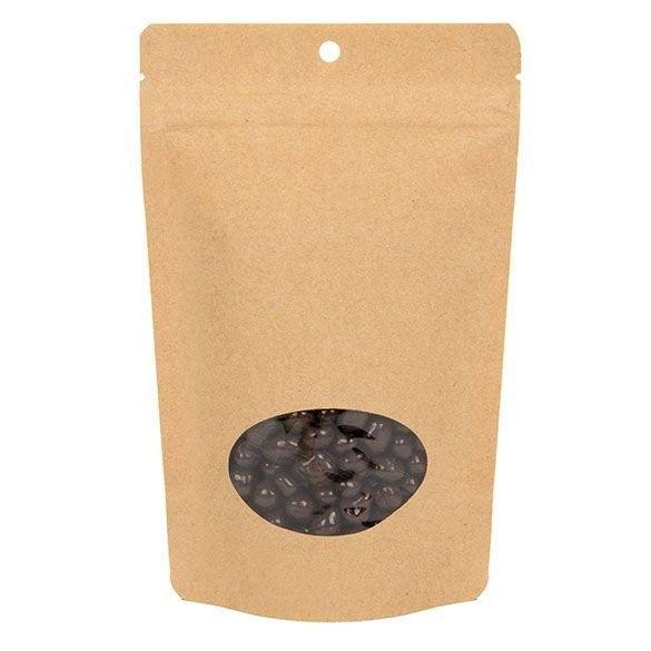 Stand Up Pouches Kraft Compostable 13x7.9x20.6cm with oval Window | 113 grams (100 pieces) [ZBGEO3K]