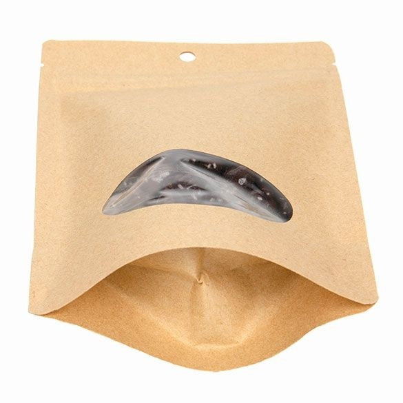 Stand Up Pouches Kraft Compostable 13x7.9x20.6cm with oval Window | 113 grams (100 pieces) [ZBGEO3K]
