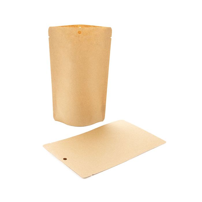 Stand Up Pouches Kraft Compostable 13x7.9x20.6cm no Grip Seal | 113 grams (100 pieces) [SUPEK3]
