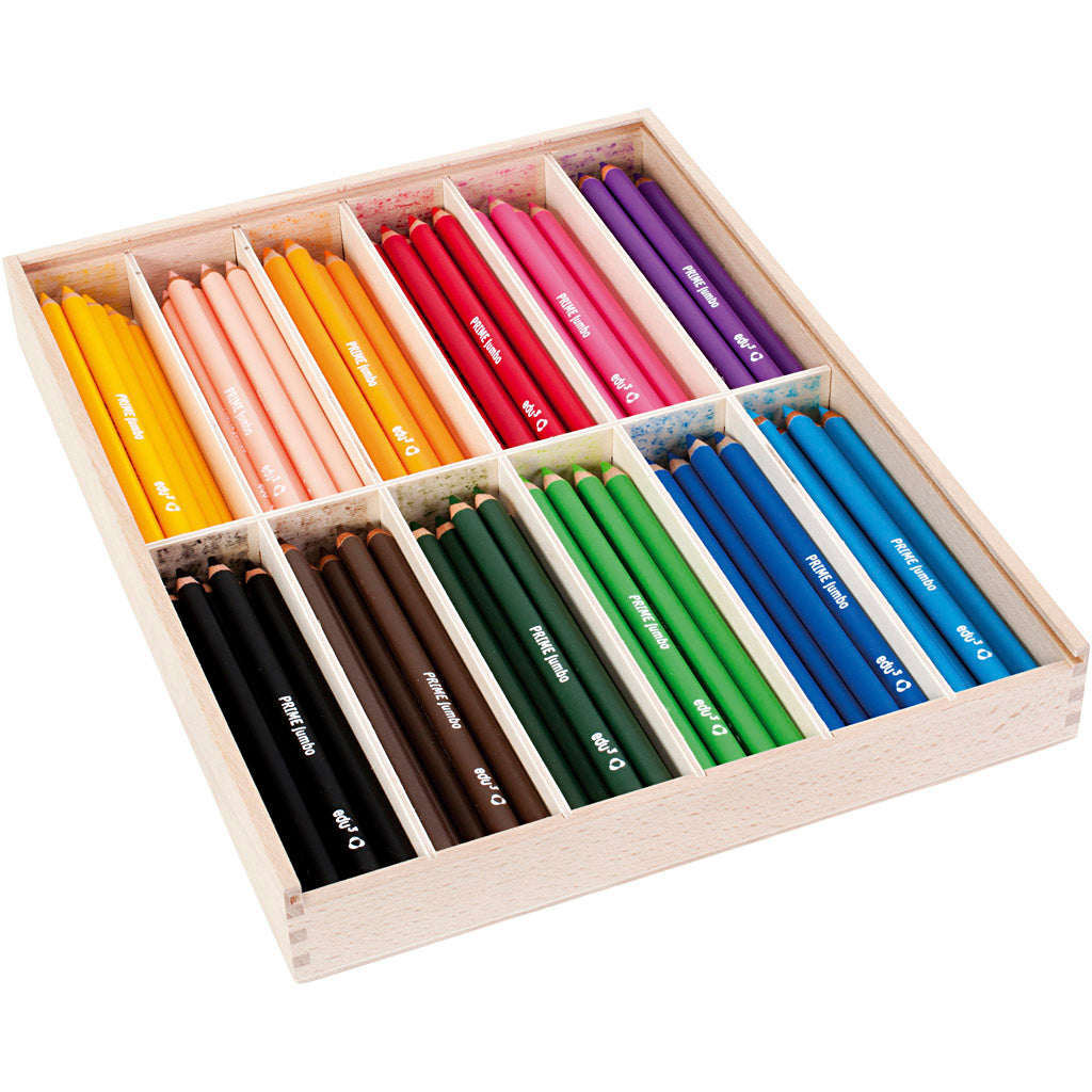 edu Jumbo Coloured Pencils, thickness 10 mm, lead 6,25 mm, assorted colours, 12x12 pc