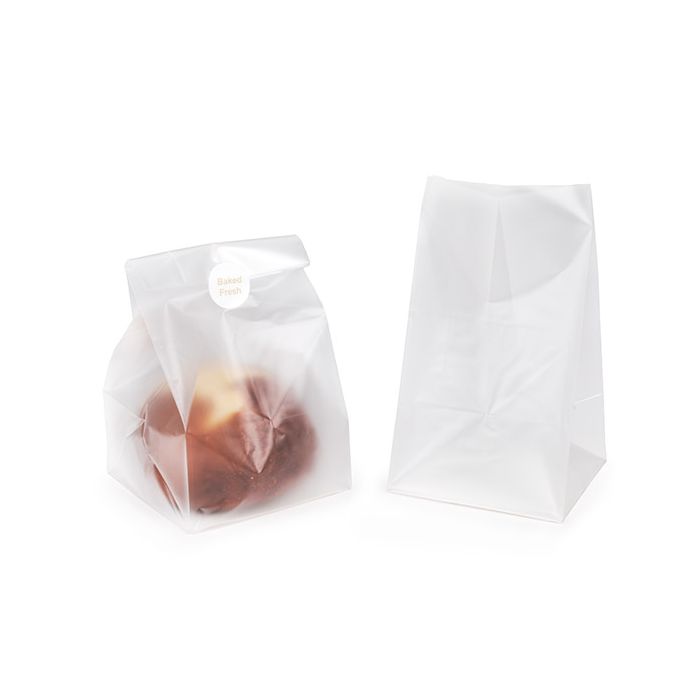 Frosted Flat Bottom Gusset Bags w/ Paper Insert 10,2x10,2x17,8 cm (100 pieces) [FFGPB9]