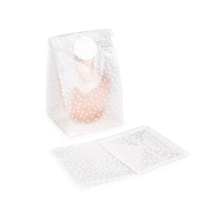 Frosted Polka Dots Flat Bottom Gusset Bags w/ Paper Insert 10,2x10,2x17,8 cm (100 pieces) [FFGPB9D]
