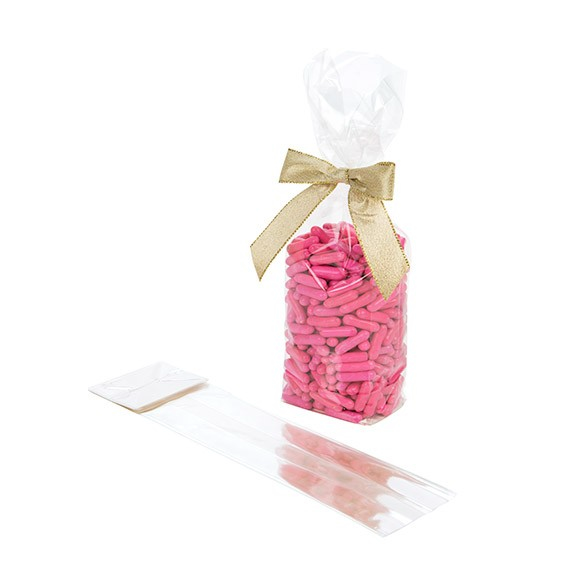 Block Bottom Bags Super Clear 6.7x4.8x26cm with paper insert (100 pieces) [FGPB13]