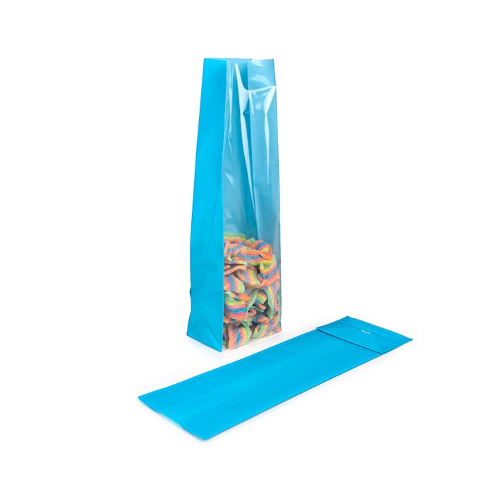 Block Bottom Bags Neon Blue w/ Paper Insert 8,9x5,7x30,5 cm (100 pieces) [FGPB16NB]