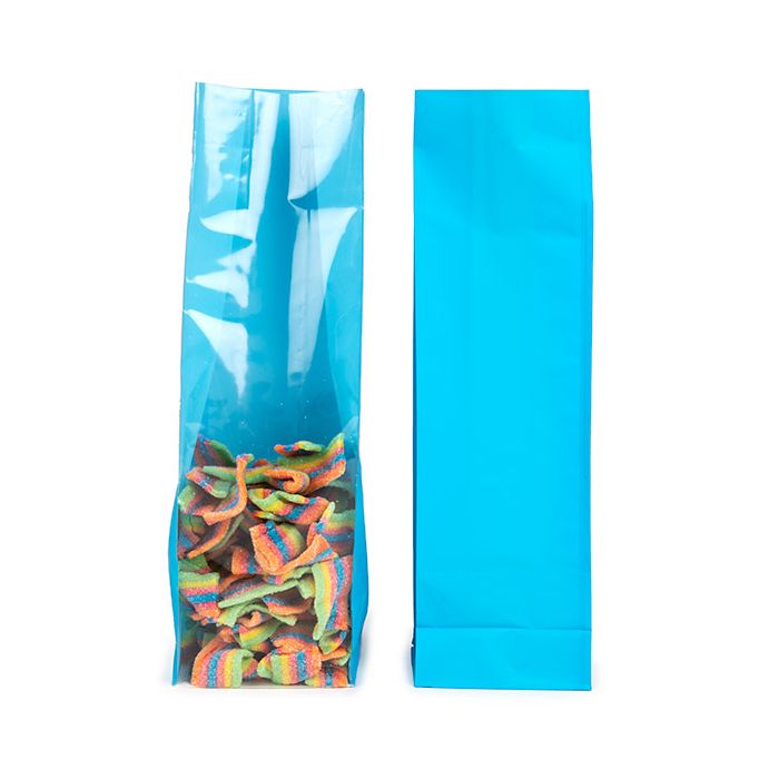 Block Bottom Bags Neon Blue w/ Paper Insert 8,9x5,7x30,5 cm (100 pieces) [FGPB16NB]