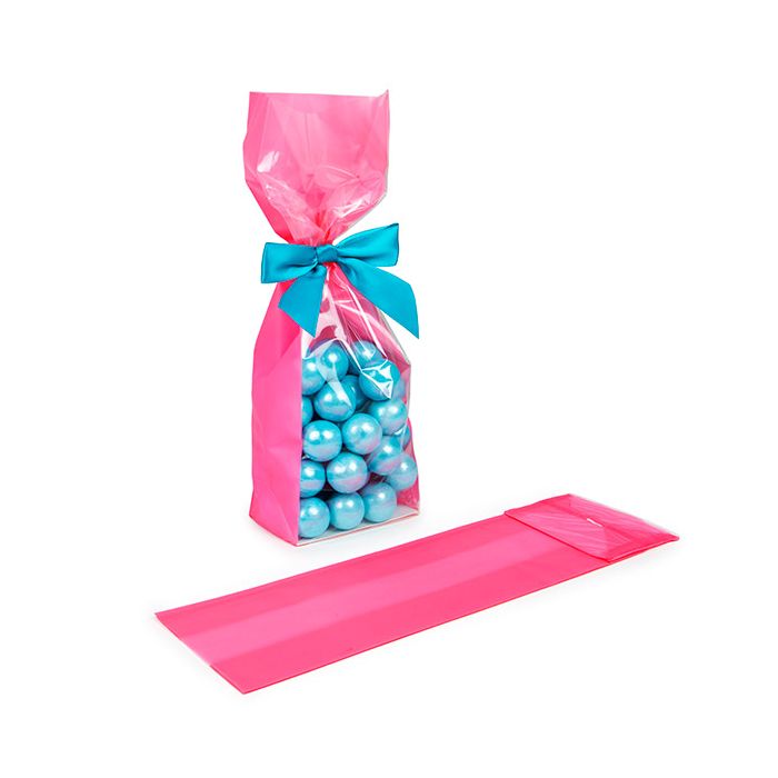 Block Bottom Bags Neon Pink w/ Paper Insert 8,9x5,7x30,5 cm (100 pieces) [FGPB16NK]