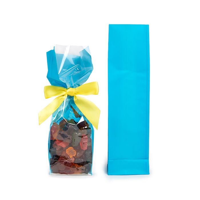 Block Bottom Bags Neon Blue w/ Paper Insert 7x5,1x25,4 cm (100 pieces) [FGPB17NB]