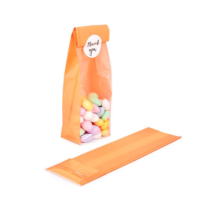 Block Bottom Bags Neon Orange w/ Paper Insert 7x5,1x25,4 cm (100 pieces) [FGPB17NO]
