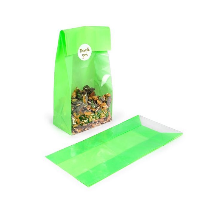 Block Bottom Bags Neon Green w/ Paper Insert 12,7x7,6x30,5 cm (100 pieces) [FGPB1NG]