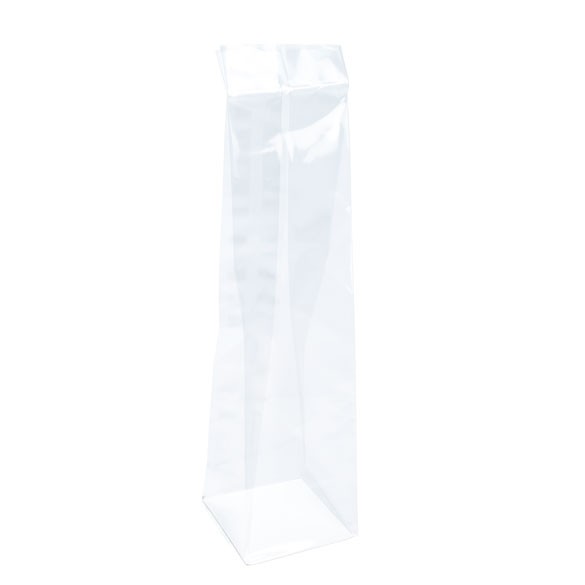 Block Bottom Bags Clear 5.1x5.1x21cm with paper insert (100 pieces) [FGPBH11]