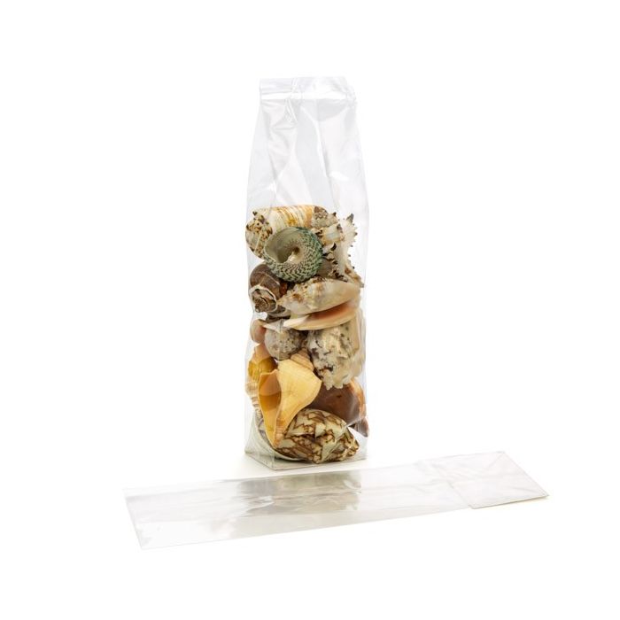 Block Bottom Bags Clear 6.4x5.1x24.8cm with paper insert (100 pieces) [FGPBH12]