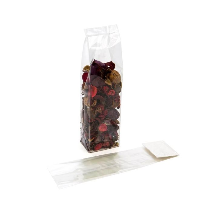 Block Bottom Bags Clear 6.7x4.8x26cm with paper insert (100 pieces) [FGPBH13]